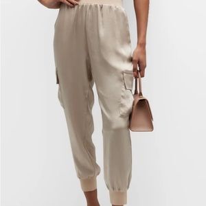 NWT Ramy  Brook Teegan  Satin Cargo-Style Joggers